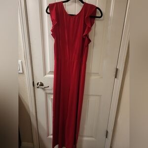 Attention Red Ruffle Sleeve Wide Leg Jumpsuit Size 8